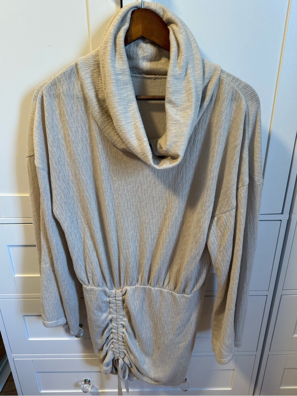 Free People Oatmeal Cowl Neck Drawstring dress